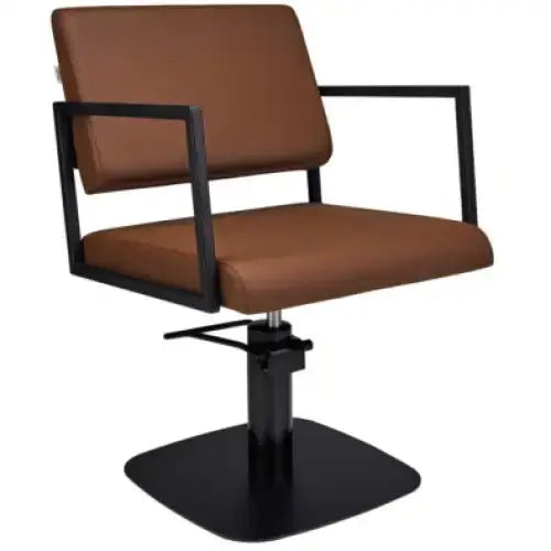 AYALA Loft Fodrász Szék Barna Kárpitozással Négyzettalp - Fekete