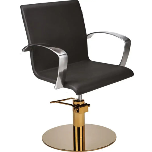 AYALA Partner Fodrász Szék Fekete Kárpitozással Krómozott Tárcsatalppal - Arany