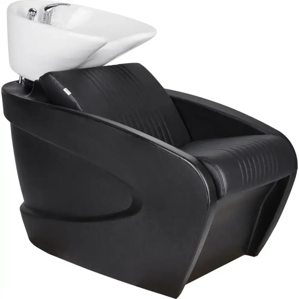 AYALA Vanity Fejmosó Fehér Kerámiatállal Varrott Fekete Kárpitozással