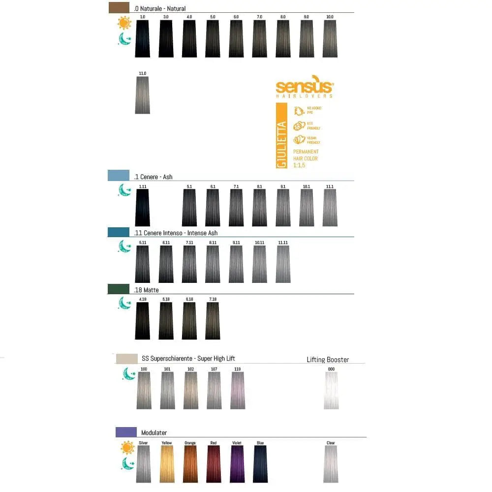 Sensus Giulietta Tartós Hajfesték Prémium Színskála / 93 Árnyalat / Haj