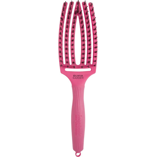 Olivia Garden Fingerbrush Care Iconic Hot Pink M – Professzionális Hajkefe Vaddisznósörtével és Nylon Sörtékkel