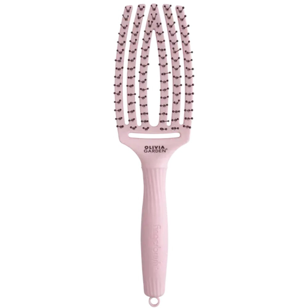 Olivia Garden Fingerbrush Care Iconic Double Bristle Professzionális Hajkefe, Göndörítéshez és Ápoláshoz Pastel Pink