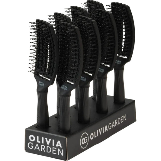 Olivia Garden FingerBrush Boar & Nylon Full Black Professzionális Hajkefe, Medium Display 8 db