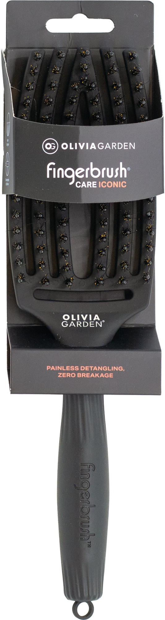 Olivia Garden Fingerbrush Közepes Ívelt Fekete Bontókefe Sörtékkel M