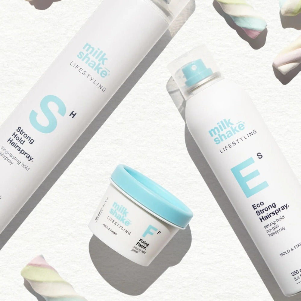 Milk Shake Lifestyling Eco Strong Hairspray 250ml – Erős Tartású Professzionális Hajlakk UV Védelemmel és Aeroszolmentes Formulával
