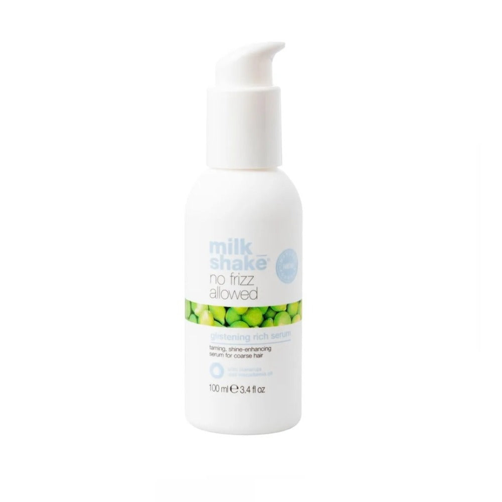Milk Shake No Frizz Allowed Glistening Rich Serum 100ml – Professzionális Anti-Frizz Hajszérum Intenzív Fényért, Selymes Simaságért és Elektrosztatikus Hatás Ellen