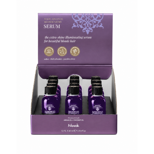 Nook Magic Argan Oil Blonde Story Fényfokozó Hajszérum Szőke, Szőkített és Melírozott Hajra 12 × 30 ml