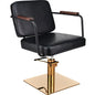 AYALA Enzo Fodrász Szék Fekete Kárpitozással Négyzet Talp - Arany