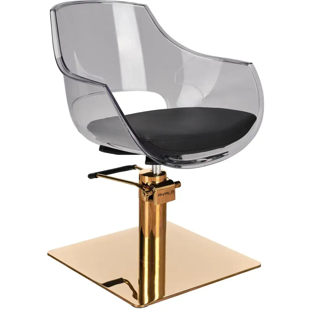 AYALA Ghost Fodrász Szék Fekete Kárpitozással Négyzet Talp - Arany