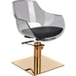 AYALA Ghost Fodrász Szék Fekete Kárpitozással Négyzet Talp - Arany