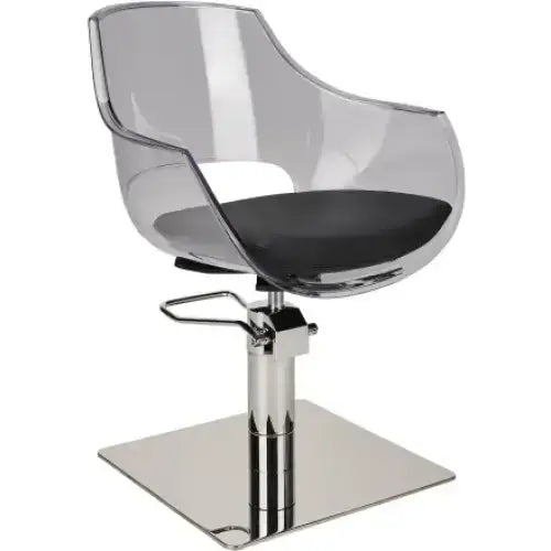 AYALA Ghost Fodrász Szék Fekete Kárpitozással Négyzet Talp - Ezüst