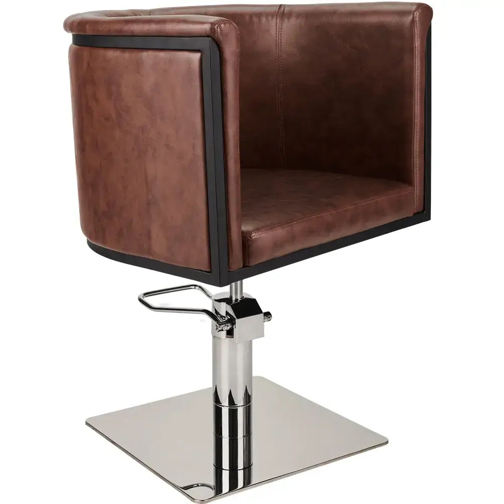 AYALA Gio Fodrász Szék Barna Kárpitozással Négyzet Talp