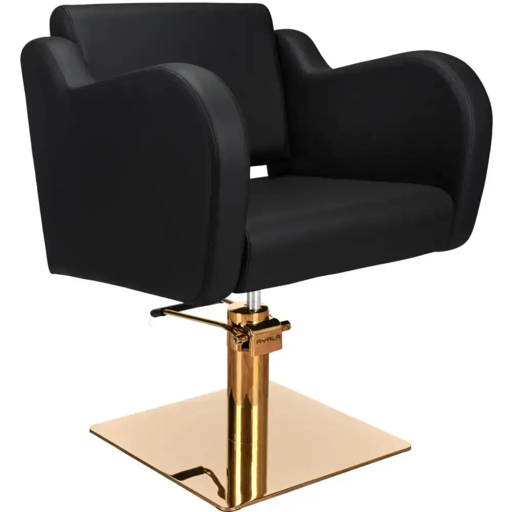 AYALA Holly Fodrász Szék Fekete Kárpitozással Négyzettalp - Arany