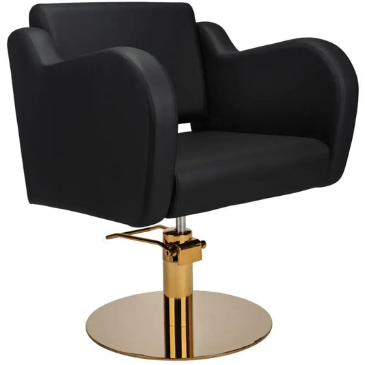 AYALA Holly Fodrász Szék Fekete Kárpitozással Tárcsatalp - Arany