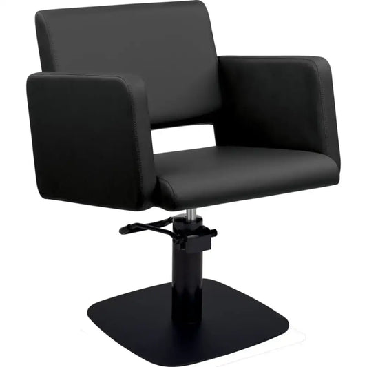 AYALA Lea Fodrász Szék Fekete Kárpitozással Négyzettalp - Fekete