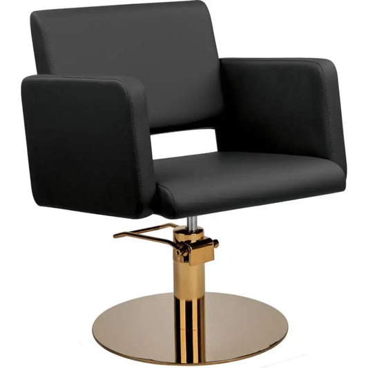 AYALA Lea Fodrász Szék Fekete Kárpitozással Tárcsatalp - Ezüst