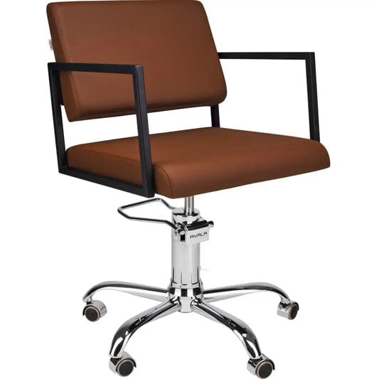 AYALA Loft Fodrász Szék Barna Kárpitozással Görgős Csillagtalp