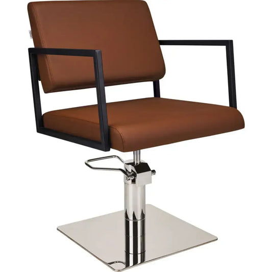 AYALA Loft Fodrász Szék Barna Kárpitozással Négyzettalp