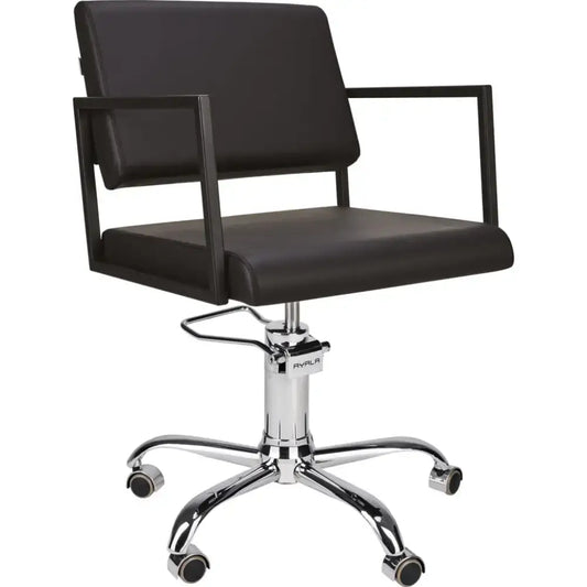 AYALA Loft Fodrász Szék Fekete Kárpitozással Görgős Csillagtalp