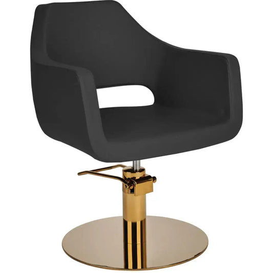 AYALA Marea Fodrász Szék Fekete Kárpitozással Krómozott Tárcsatalp - Arany