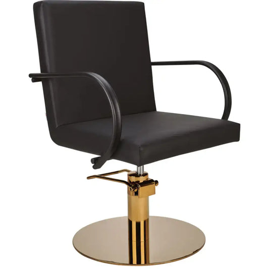 AYALA Pik Fodrász Szék Fekete Kárpitozással Tárcsatalp - Arany