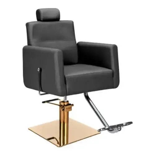 AYALA Ray Fodrász Szék Fekete Kárpitozással Négyzet Talp - Arany