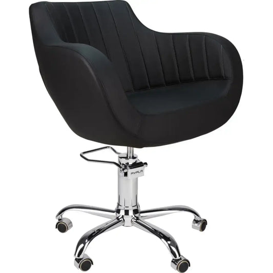 AYALA Thomas Fodrászszék Fekete Varrásos Kárpitozással Görgős Csillagtalp