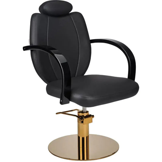 AYALA Toledo Fodrász Szék Fekete Kárpitozással Tárcsatalp - Arany
