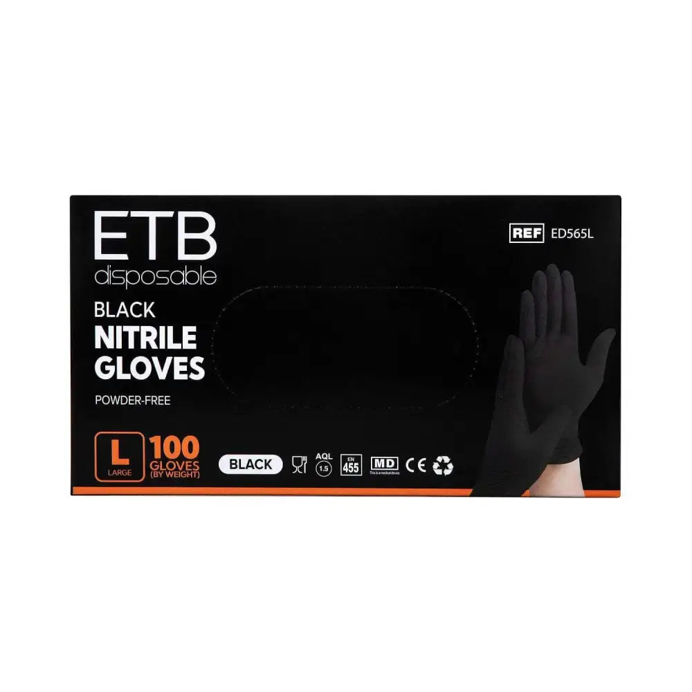 ETB Eldobható Fekete Nitril Kesztyű - 100 db / L - Haj