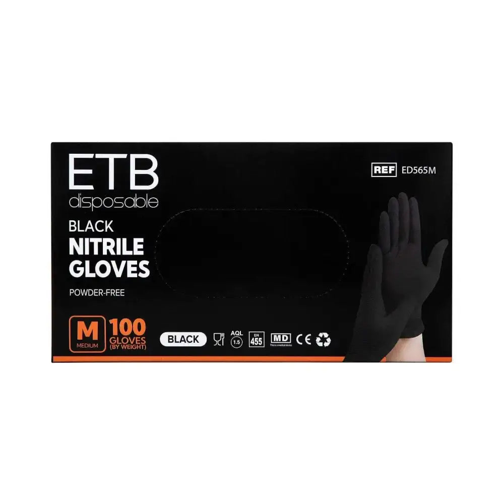 ETB Eldobható Fekete Nitril Kesztyű - 100 db / M - Haj