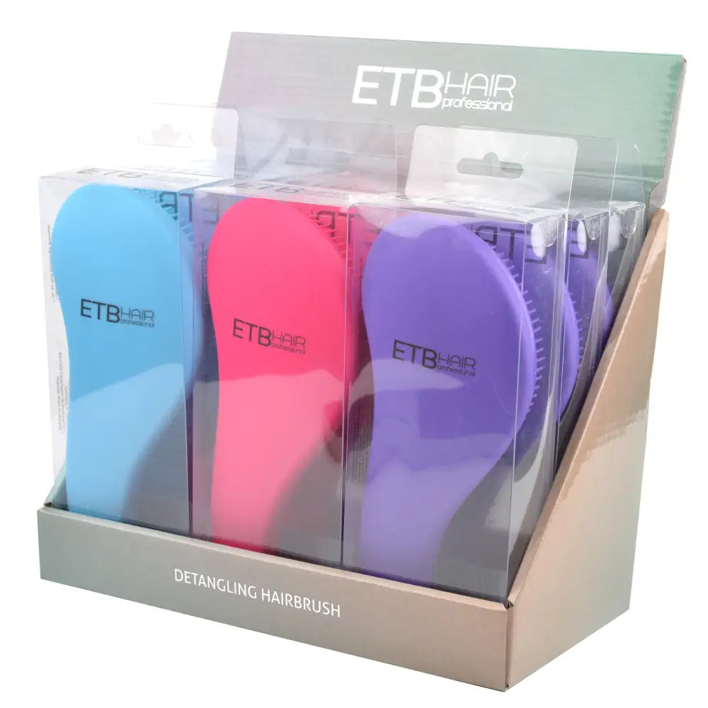 ETB Hair Professzionális Hajbontó Kefe Készlet Display Pink-Kék-Lila Mix 9db