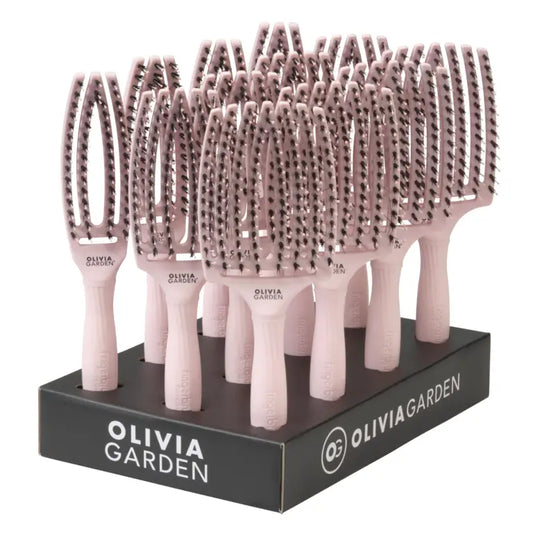 Fingerbrush Boar & Nylon Hajkefe Display – Pastel Pink (12 db) - Hajbontó kefe