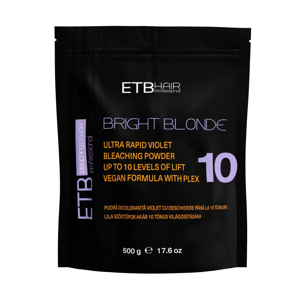 ETB Hair Professional Bright Blonde Szőkítőpor Plex formulával, Lila, 10 Szint Világosítással, Vegán formula