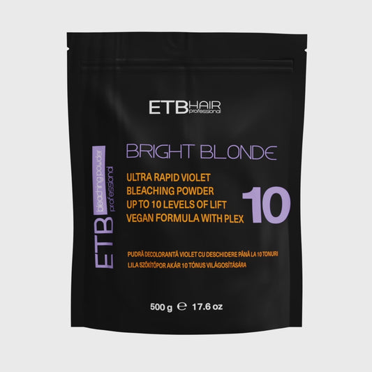 ETB Hair Professional Bright Blonde Szőkítőpor Plex formulával, Lila, 10 Szint Világosítással, Vegán formula